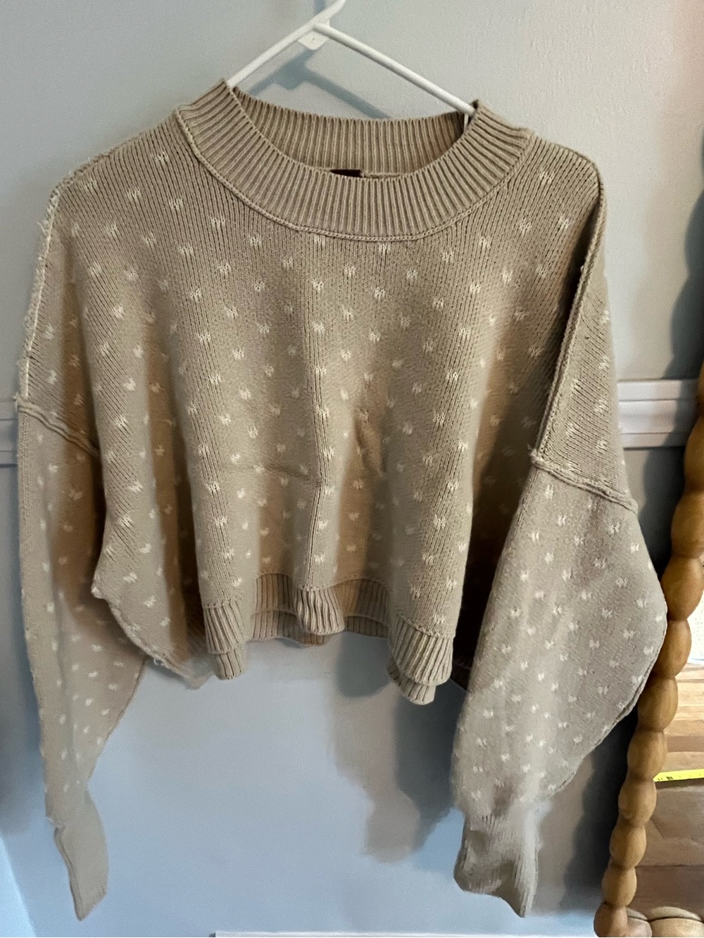 Free people Women’s Beige Cropped Knit Sweater